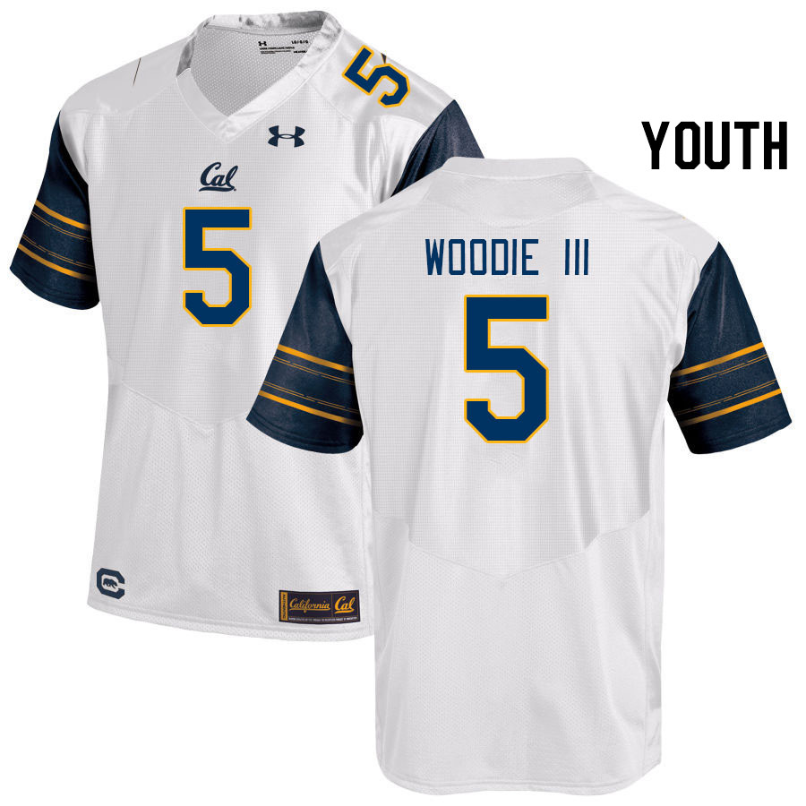 Youth #5 Raymond Woodie III California Golden Bears College Football Jerseys Stitched Sale-White - Click Image to Close